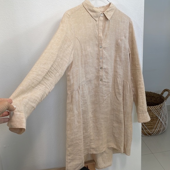 Halston oatmeal linen shirt dress - Picture 3 of 14